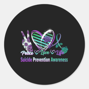 Pegatina Redonda Peace Love Life Suicidio Conciencia Semi Colon Gif