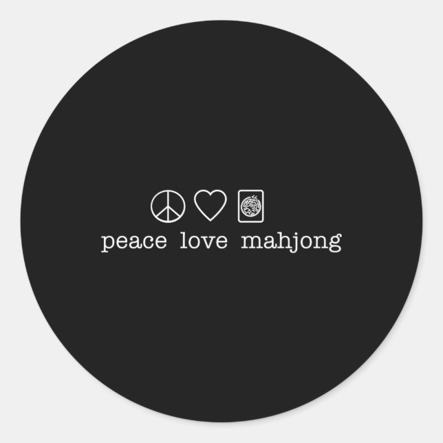 Pegatina Redonda Peace Love Mahjong (Anverso)