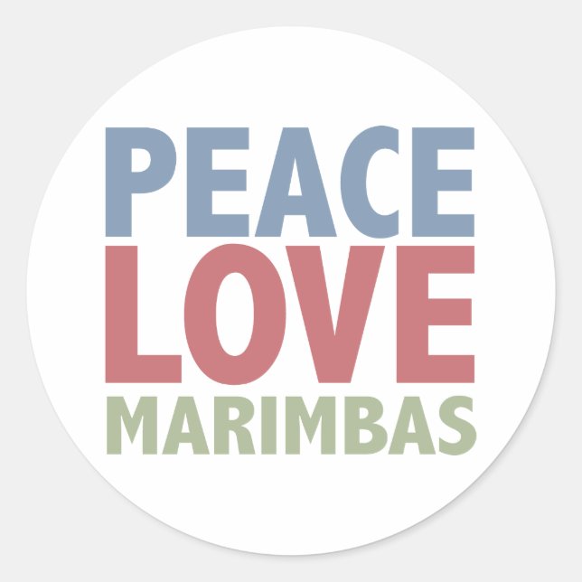 Pegatina Redonda Peace Love Marimbas (Anverso)