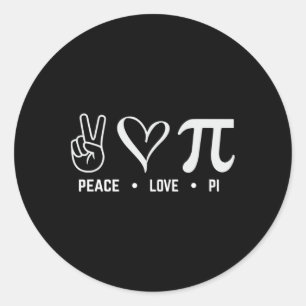 Pegatina Redonda Peace Love Pi Day Math Lover