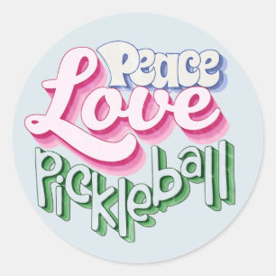 Pegatina Redonda Peace Love Pickleball