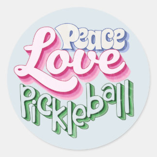 Pegatina Redonda Peace Love Pickleball