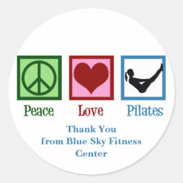 Pegatina Redonda Peace Love Pilates Cute Personalizado Studio