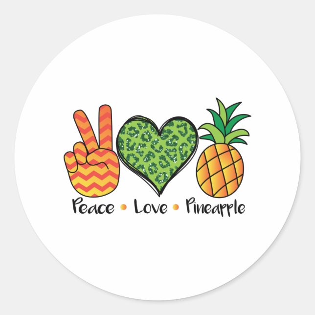 Pegatina Redonda Peace Love Pineapple Guay T Shirt (Anverso)