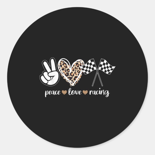 Pegatina Redonda Peace Love Racing  (Anverso)