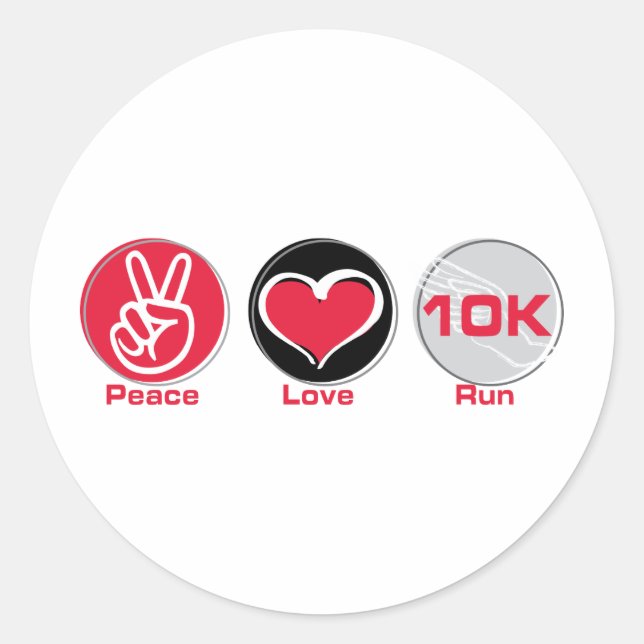 Pegatina Redonda Peace Love Run 10K (Anverso)