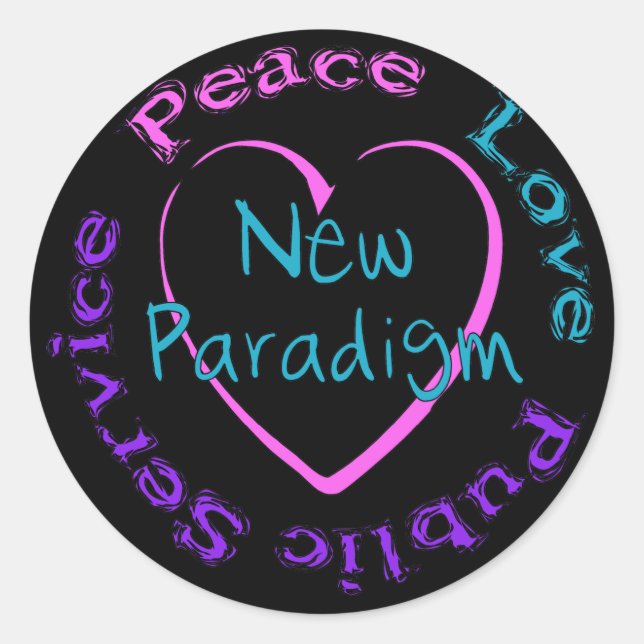 Pegatina Redonda Peace Love Service (Anverso)