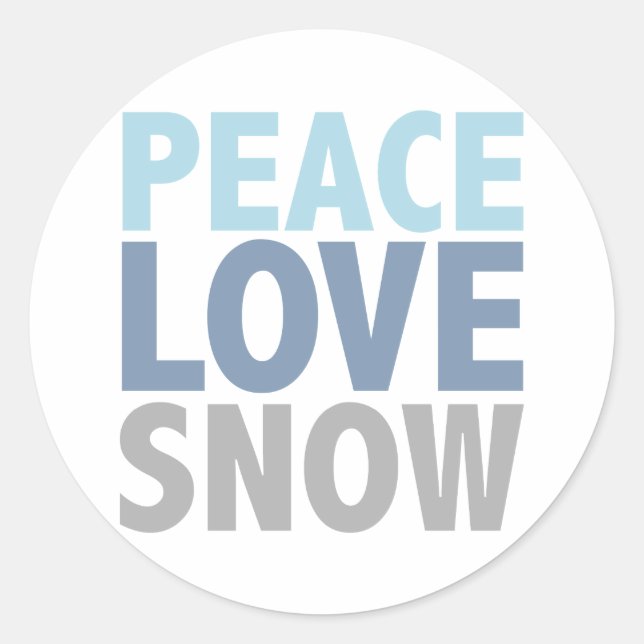 Pegatina Redonda Peace Love Snow Tees Regalos (Anverso)