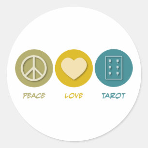 Pegatina Redonda Peace Love Tarot