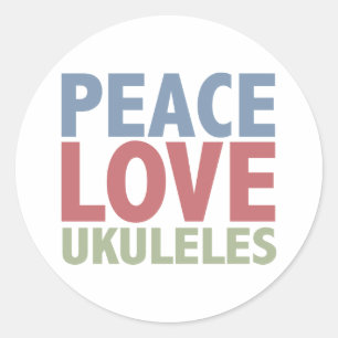 Pegatina Redonda Peace Love Ukuleles