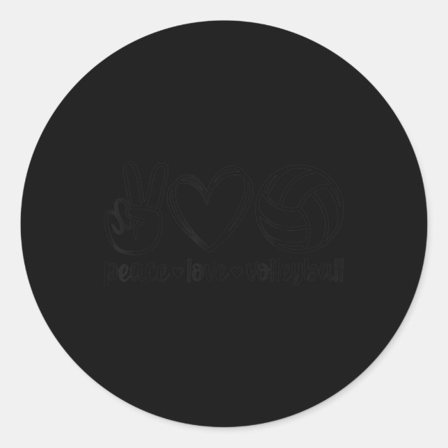 Pegatina Redonda Peace Love Volleyball Fun Play Game Volleyball Lov (Anverso)