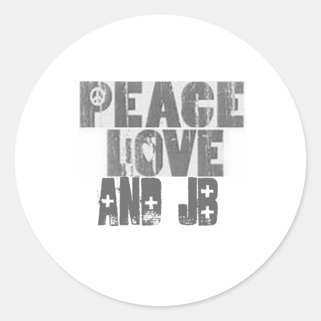 Pegatina Redonda peace_love y jB (Anverso)