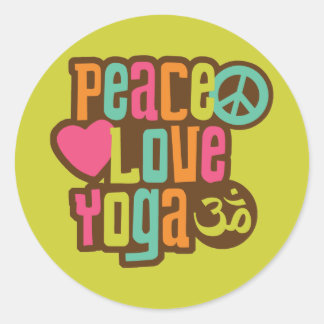 Pegatina Redonda Peace Love Yoga