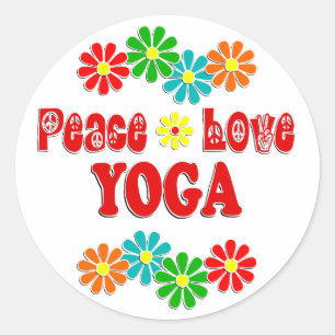 Pegatina Redonda Peace Love Yoga