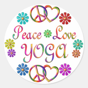 PEGATINA REDONDA PEACE LOVE YOGA