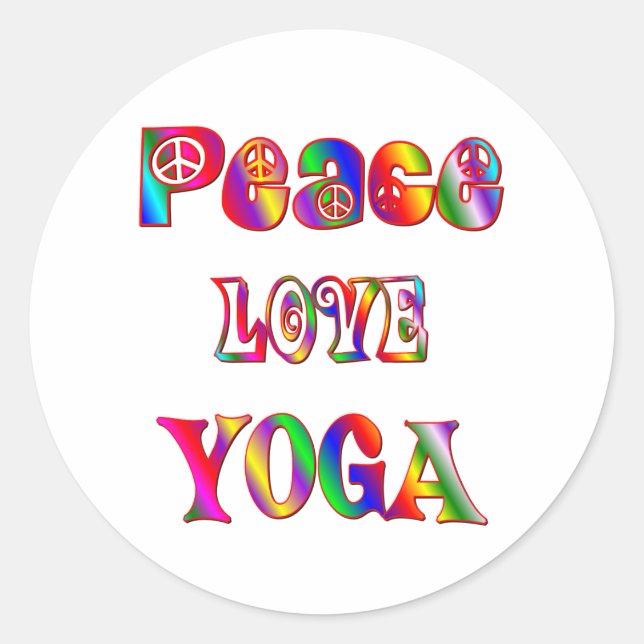 Pegatina Redonda Peace Love Yoga (Anverso)