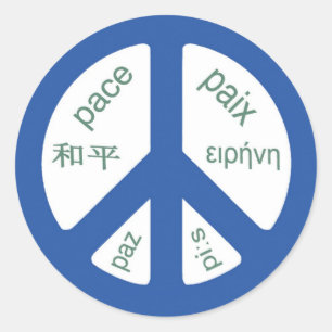 Pegatina Redonda Peace Multilingual