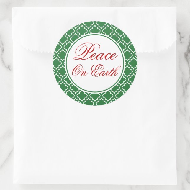 Pegatina Redonda Peace On Earth Christmas Stickers (Bolso)