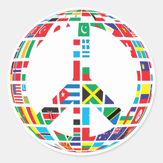 Pegatina Redonda peace sign flag stickers (Anverso)