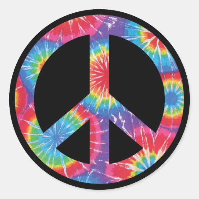 Pegatina Redonda PEACE SIGN Tie Dye (Anverso)