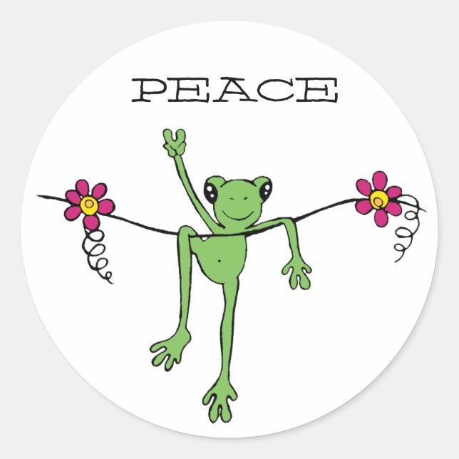 Pegatina Redonda PeaceFroggy, PAZ (Anverso)