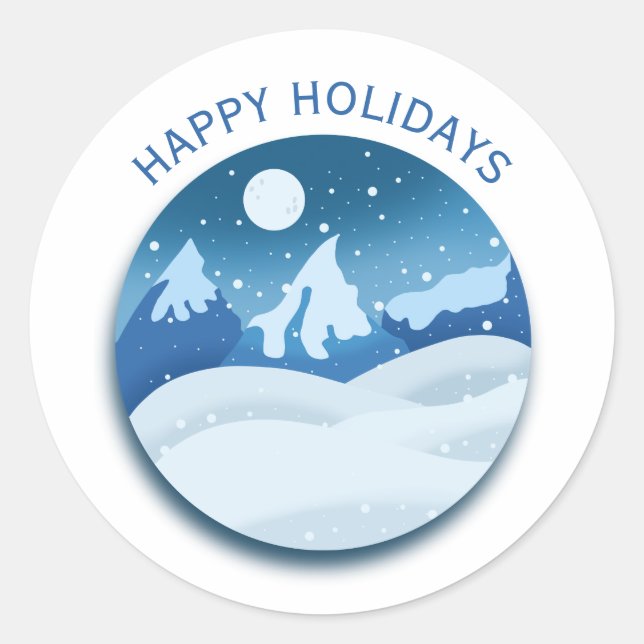 Pegatina Redonda Peaceful Frosted Landscape Custom (Anverso)