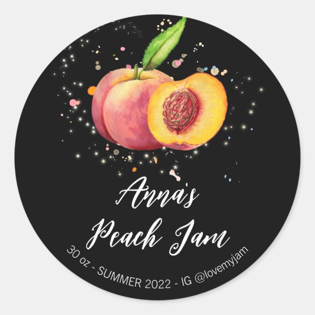 Pegatina Redonda *~* Peach AP30 Preserve jam Jelly casera (Anverso)
