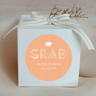 Pegatina Redonda Peach Boho GRAD Typography
