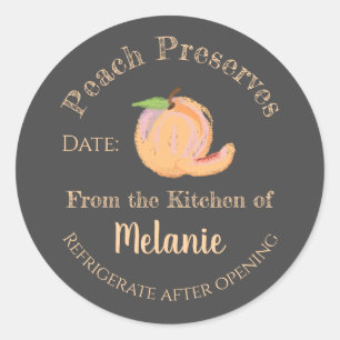 Pegatina Redonda Peach casera Preserve Chalkboard Art Canning