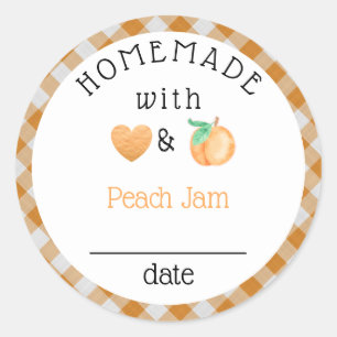 Pegatina Redonda Peach casero Jam Gingham