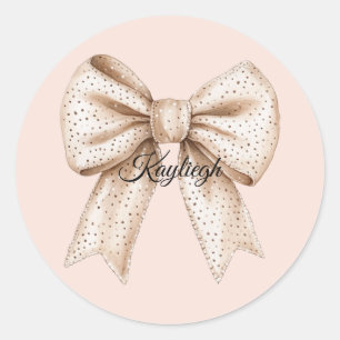 Pegatina Redonda Peach Cream Bow