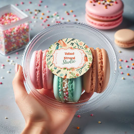 Pegatina Redonda Peach Floral Hair Stylist Business