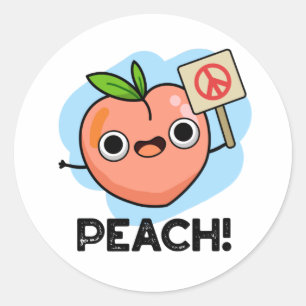 Pegatina Redonda Peach Funny Peace Fruit Pun