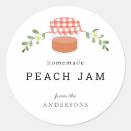 Pegatina Redonda Peach Jam Jar Floral White casera