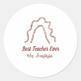 Pegatina Redonda Peach marron glitter rainbow teacher appreciation