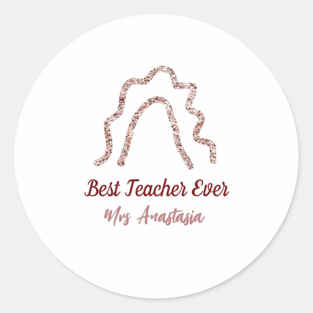 Pegatina Redonda Peach marron glitter rainbow teacher appreciation  (Anverso)