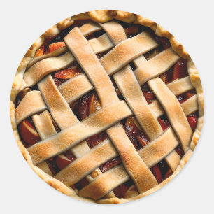 Pegatina Redonda Peach Pie con una corteza brillante