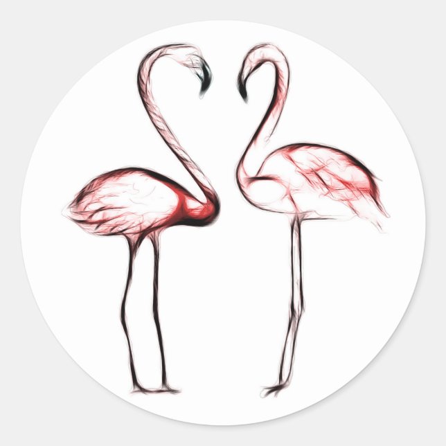 Pegatina Redonda Peach Pink Flamingos Flamingo Party Favor (Anverso)