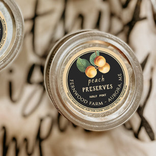 Pegatina Redonda Peach Preserve Paches Black and Kraft Vintage