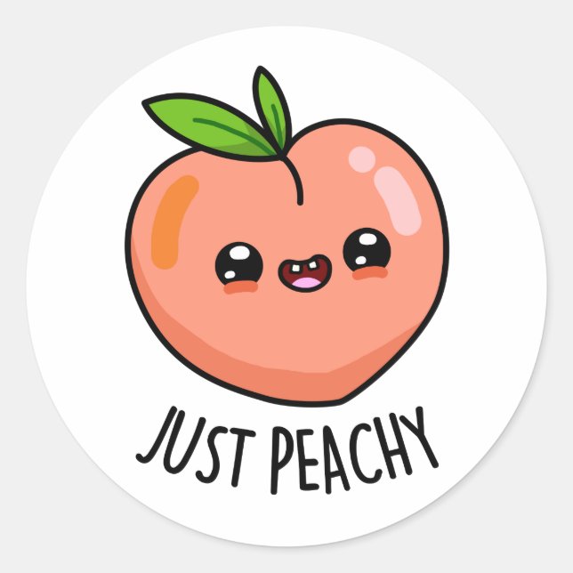 Pegatina Redonda Peach Pun sólo divertido de Peachy (Anverso)