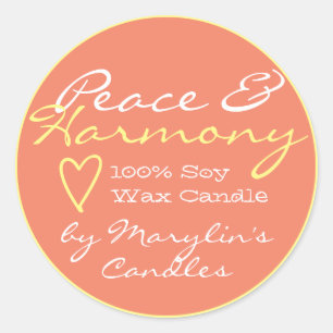 Pegatina Redonda Peach Simple Candle Labs with Heart Pastel