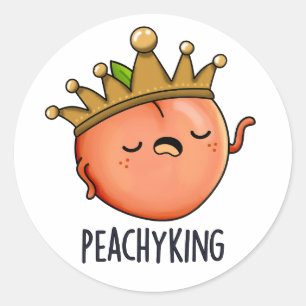 Pegatina Redonda Peachy King Funny Peach Pun