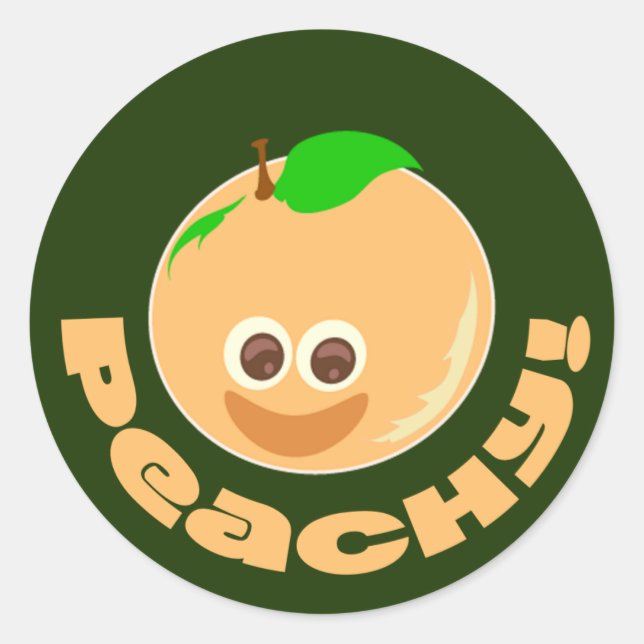 Pegatina Redonda Peachy Peach Time Fun Personalizado Cutie (Anverso)