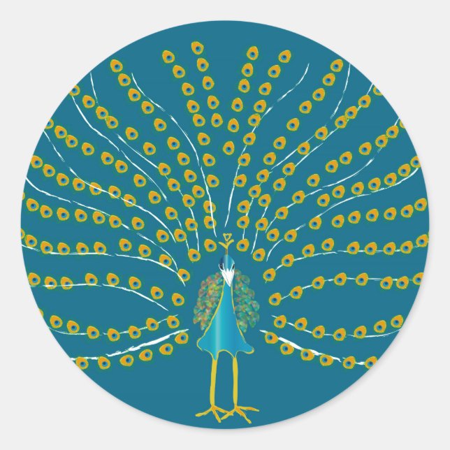 Pegatina Redonda Peacock (Anverso)