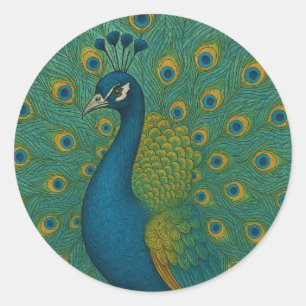 Pegatina Redonda Peacock