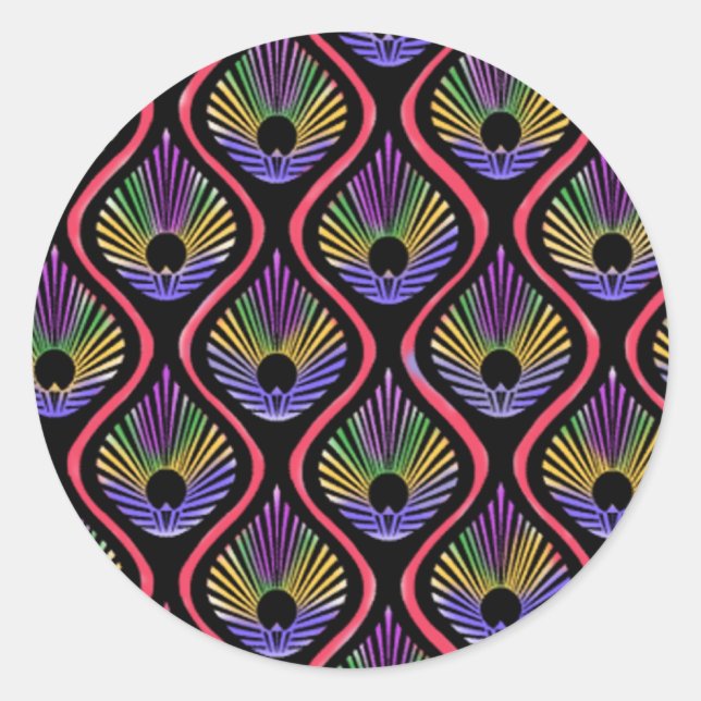 Pegatina Redonda Peacock (Anverso)