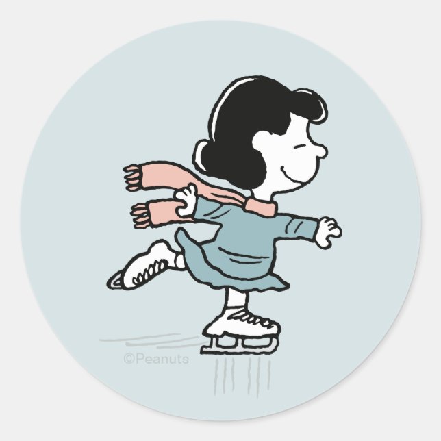 Pegatina Redonda Peanuts | Lucy On Ice (Anverso)