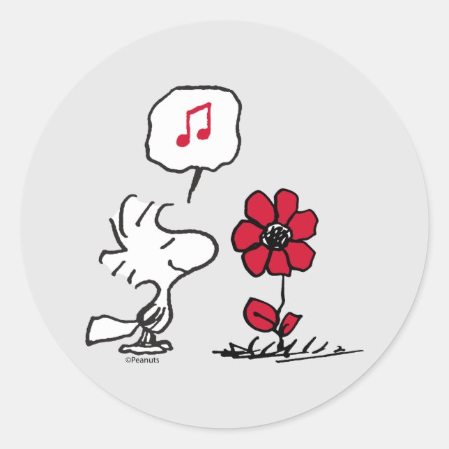 Pegatina Redonda PEANUTS | Patrón rojo y negro (Anverso)