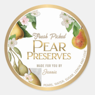 Pegatina Redonda Pear Jam Pear Jam Bordeado de Oro Preserve Classic