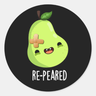 Pegatina Redonda Pear Pun Oscuro Fruit Funny Re-Pearado BG
